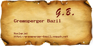 Gremsperger Bazil névjegykártya